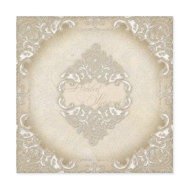 Vintage Monogram Lace Wild Pink Rose Swirl Formal