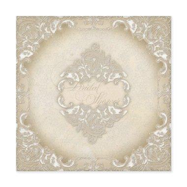 Vintage Monogram Lace Wild Pink Rose Swirl Formal Invitations