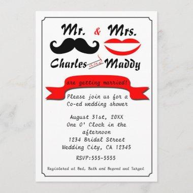 Vintage Moustache Mr. & Mrs. Wedding Invitations