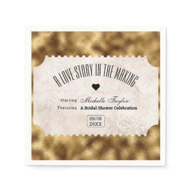Vintage Movie Ticket Bridal Date Night Ideas Napkins