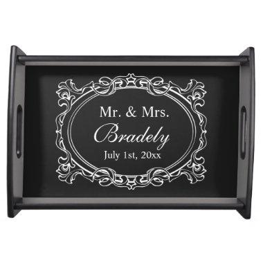 Vintage Mr. & Mrs. Wedding Art Deco Frame Serving Tray