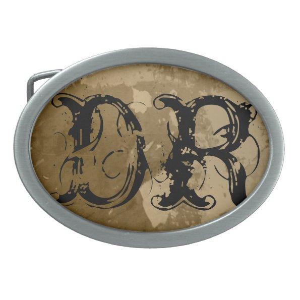 Vintage name belt buckle with custom initials