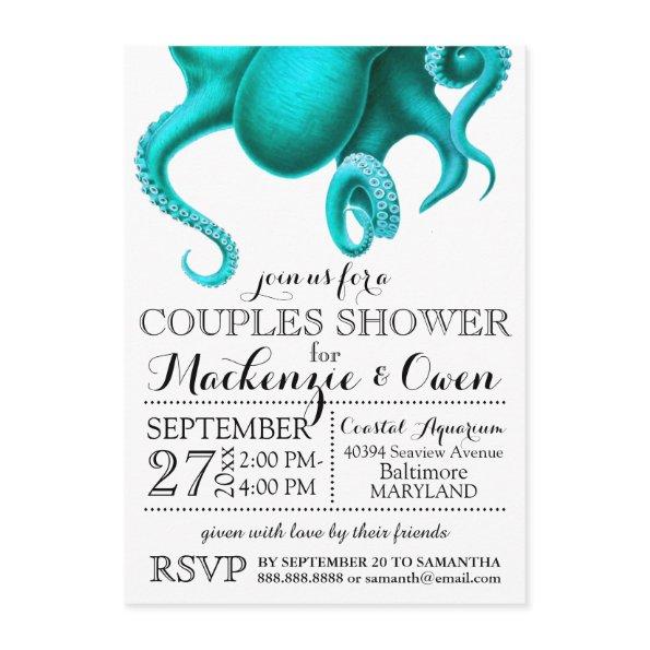 Vintage Nautical Ocean Octopus Couples Shower