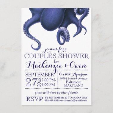 Vintage Nautical Ocean Octopus Couples Shower Invitations