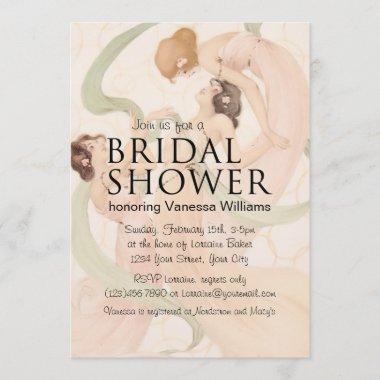 Vintage Nouveau Mayflies Bridal Shower Invitations