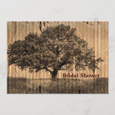 vintage oak tree bridal shower Invitations