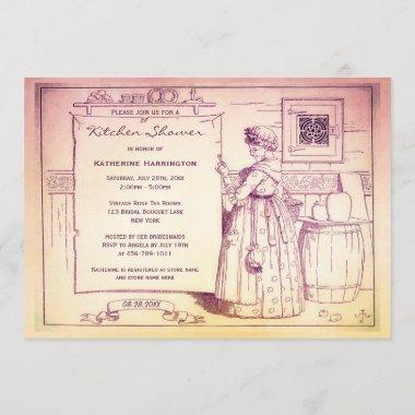 Vintage Old Mother Hubbard Kitchen Bridal Shower Invitations