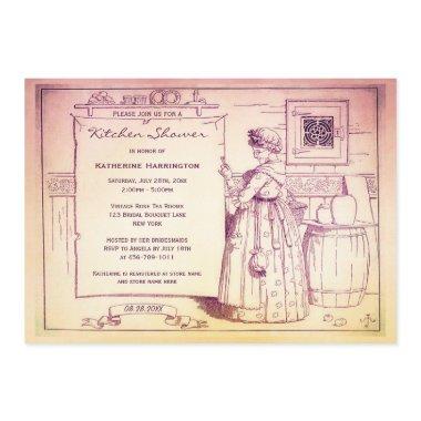 Vintage Old Mother Hubbard Kitchen Bridal Shower Invitations