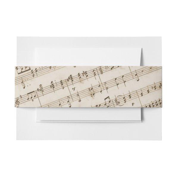 Vintage Old Music Sheet Musical Invitations Belly Band
