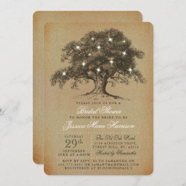 Vintage Old Oak Tree Bridal Shower Invitations