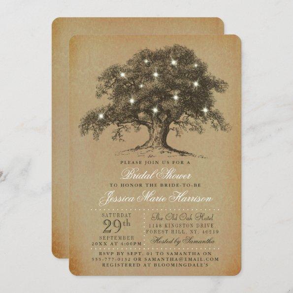 Vintage Old Oak Tree Bridal Shower Invitations