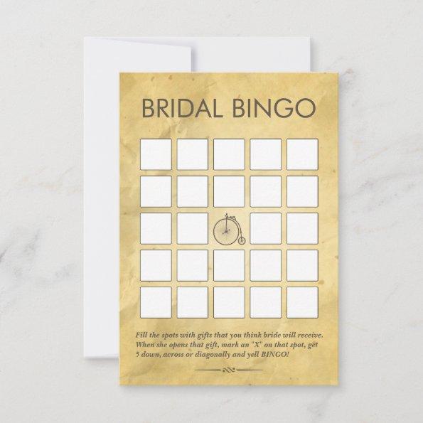 Vintage Old Paper Bridal Shower Bingo Invitations