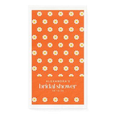 Vintage Orange Daisy Flowers Bridal Shower Custom Paper Guest Towels