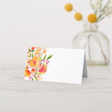 Vintage Orange Watercolor Flowers Blank Place Invitations