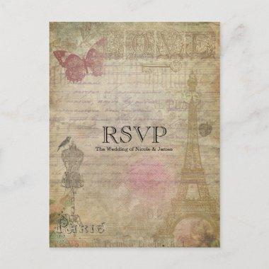 Vintage Paris Chic Wedding RSVP Invitations