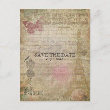 Vintage Paris Chic Wedding SAVE THE DATE Invitations
