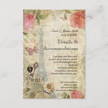 Vintage Paris Pink Roses Lock & Key Detail Invitations