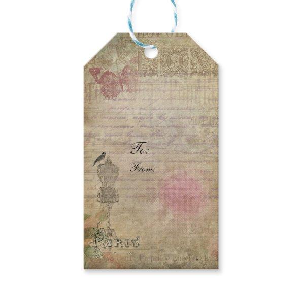 Vintage Paris Shabby Chic Wedding Shower Gift Tags