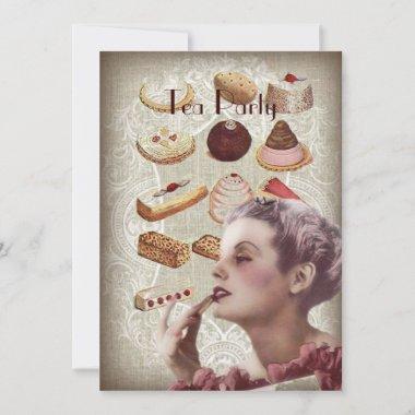 vintage pastry bridal shower tea party Invitations