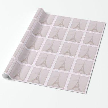 Vintage Pattern Eiffel Tower Cute Girly Wedding Wrapping Paper