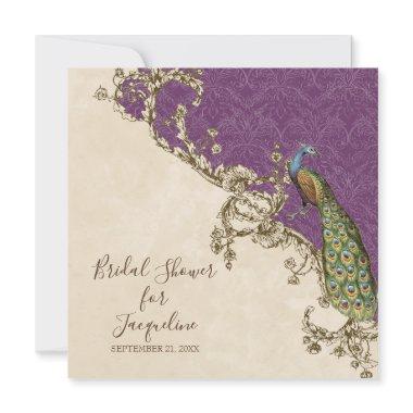 Vintage Peacock & Etchings Wedding Invitations