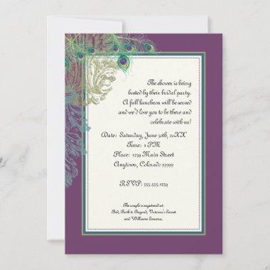 Vintage Peacock, Feathers - Couple Shower Invitations