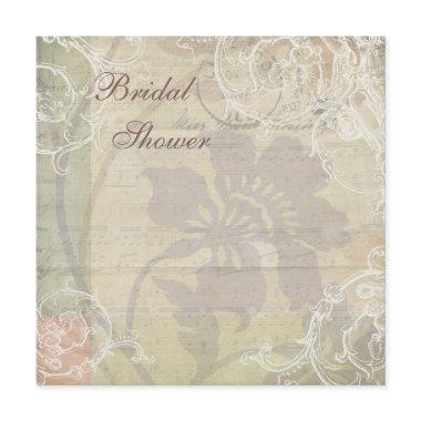 Vintage Pearls & Lace Floral Collage Bridal Shower Invitations