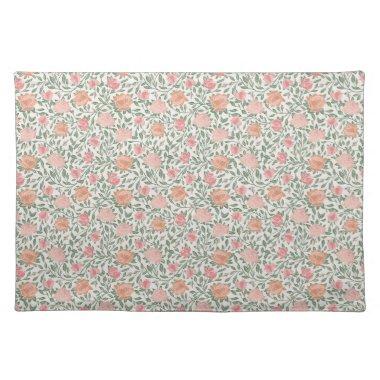 Vintage Perfect Pink & Peach Roses Cloth Placemat