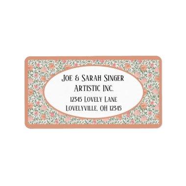Vintage Perfect Pink & Peach Roses Label