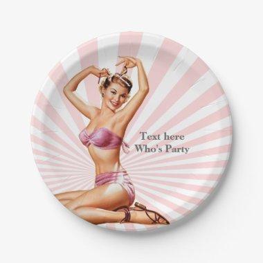 vintage pin up girl, lady, woman, Paper Plate