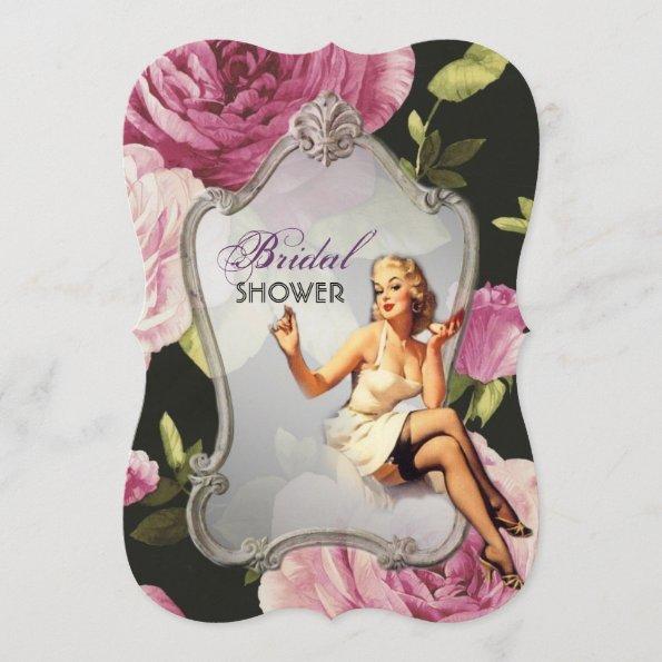 vintage pin up girl retro Bridal Shower Tea Party Invitations