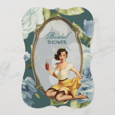 vintage pin up girl retro Bridal Shower Tea Party Invitations
