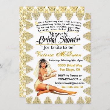 Vintage Pin Up Lingerie Bridal Shower Invitations