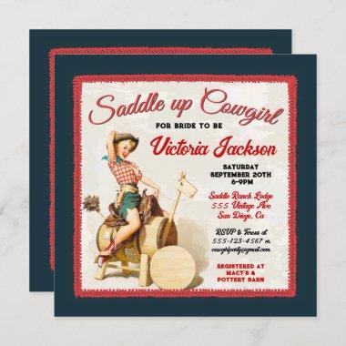 Vintage Pin up Rockabilly Cowgirl Bridal Shower Invitations