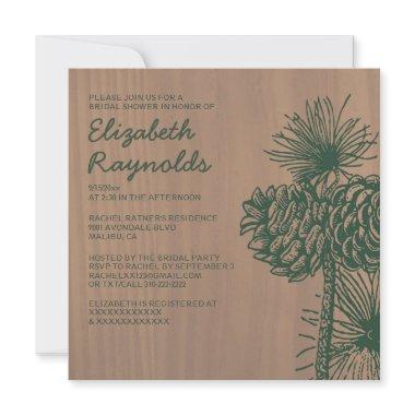 Vintage Pine Cones Bridal Shower Invitations