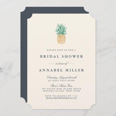 Vintage Pineapple Bridal Shower Invitations
