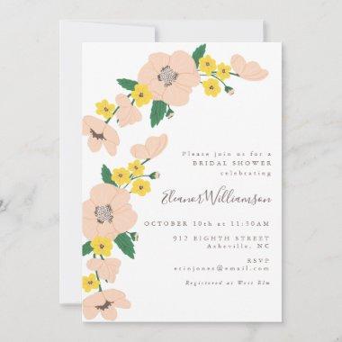 Vintage Pink and Yellow Floral Bridal Shower Invitations