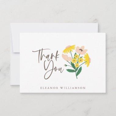 Vintage Pink and Yellow Floral Custom Shower Thank You Invitations
