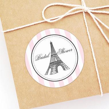Vintage Pink Eiffel Tower Paris Bridal Shower Classic Round Sticker