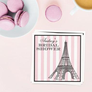 Vintage Pink Eiffel Tower Paris Bridal Shower Napkins