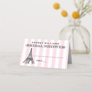 Vintage Pink Eiffel Tower Paris Bridal Shower Place Invitations