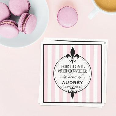 Vintage Pink Fleur de Lis French Bridal Shower Paper Napkins