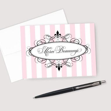 Vintage Pink Fleur de Lis French  Thank You