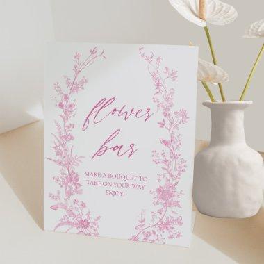 Vintage Pink Floral Bouquet Flower Bar Poster Pedestal Sign