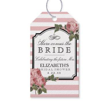 Vintage Pink Floral Bridal Shower Guest Favor Gift Tags