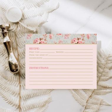 Vintage Pink Floral Garden Wedding Recipe Invitations