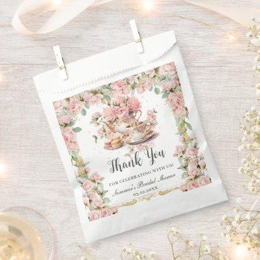 Vintage Pink Floral High Tea Party Bridal Shower Favor Bag