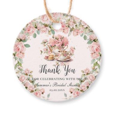 Vintage Pink Floral High Tea Party Bridal Shower Favor Tags