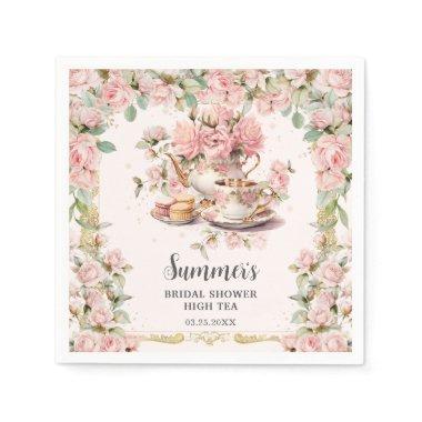 Vintage Pink Floral High Tea Party Bridal Shower Napkins