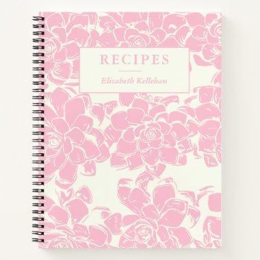 Vintage Pink Floral Pattern Personalized Recipe Notebook
